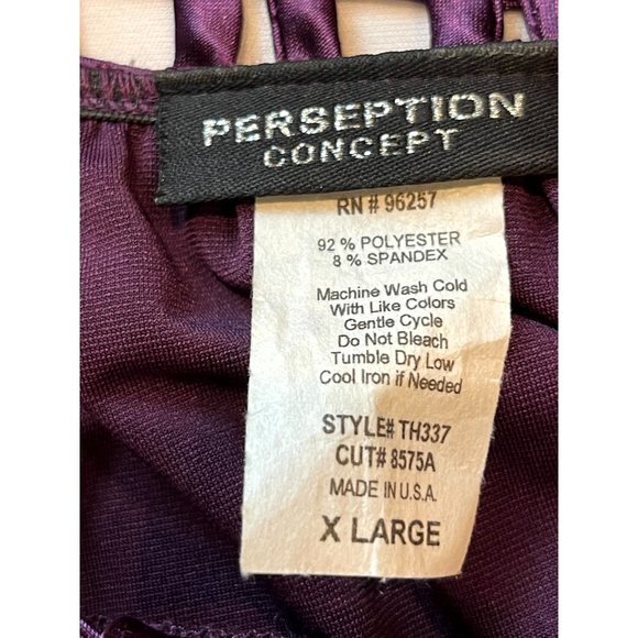 Perseption Concept Women Blouse Top Crochet Yoke Collar Purple Sleeveless SZ XL - Picture 5 of 5